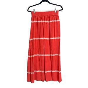 Chico’s Women’s Coral Red Tie Dye Pull On Maxi Skirt Casual Size 0 (Small)